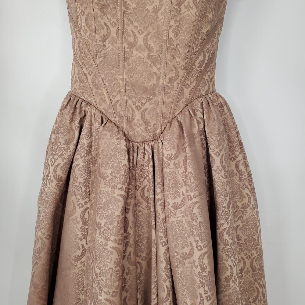 House of CB Alessandra Gold Jacquard Midi Dress with Detachable Bow Size Medium - Picture 9 of 16